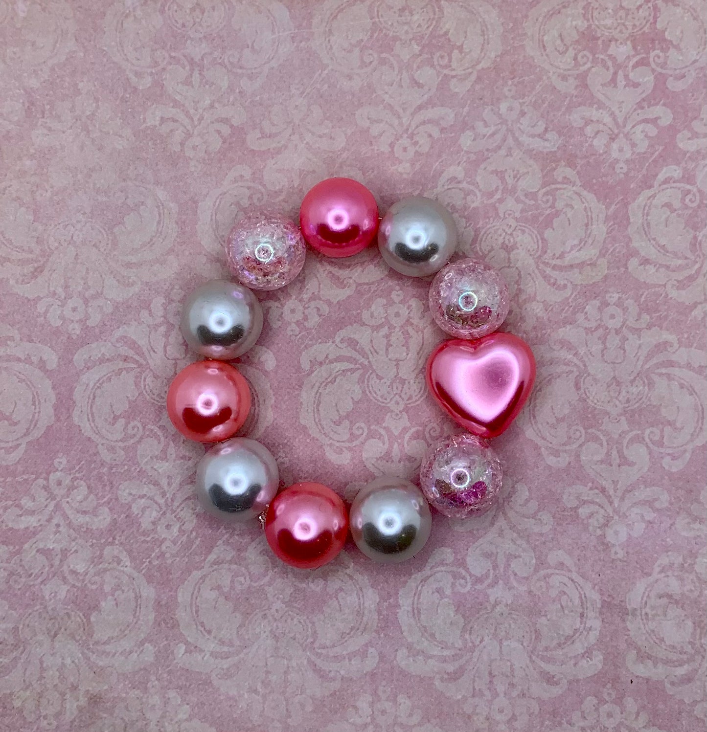 Metallic Pink & White Sparkle Bracelet