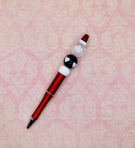 Red Twist Pen with Heart Bead