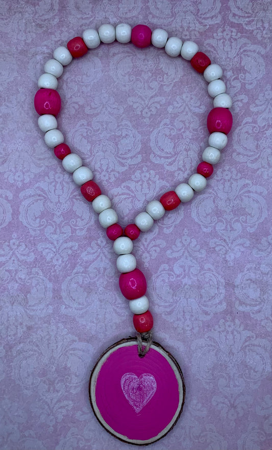 Pink & White Wooden Bead Loop Garland