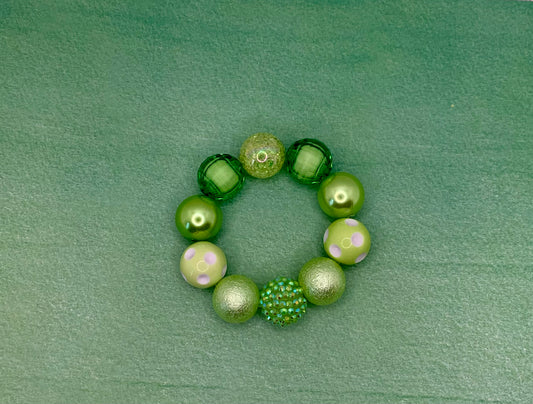 Iridescent Green Chunky Bubblegum Bead Bracelet