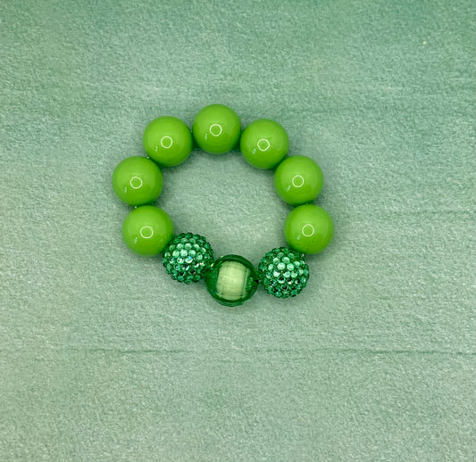 Bright Green Sparkle Chunky Bubblegum Bracelet