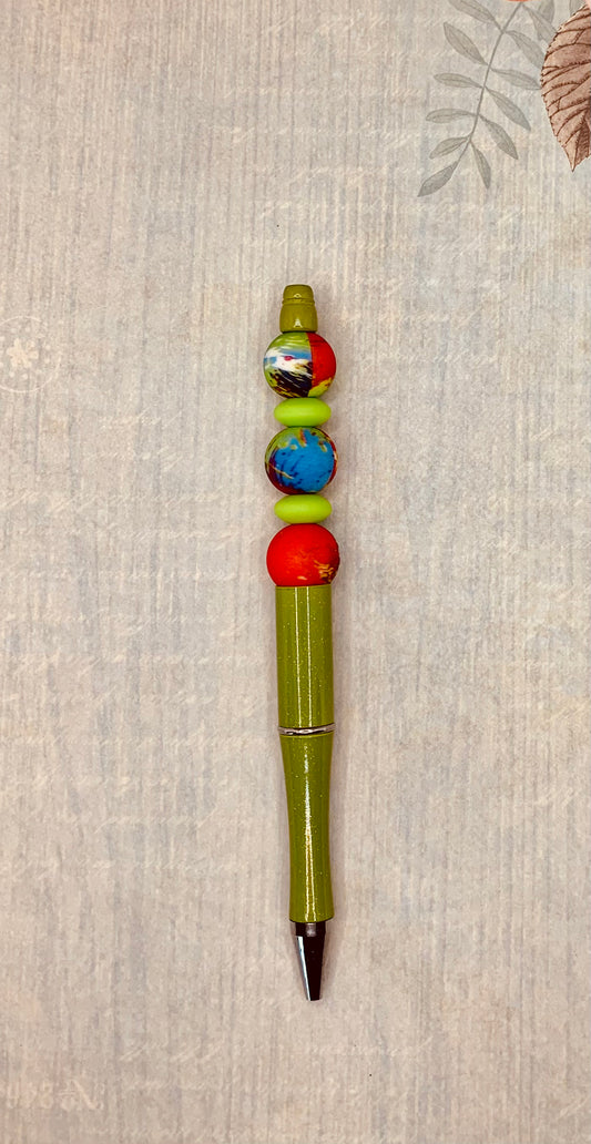 Green & Red Tie-Dye Plastic Twist Pen