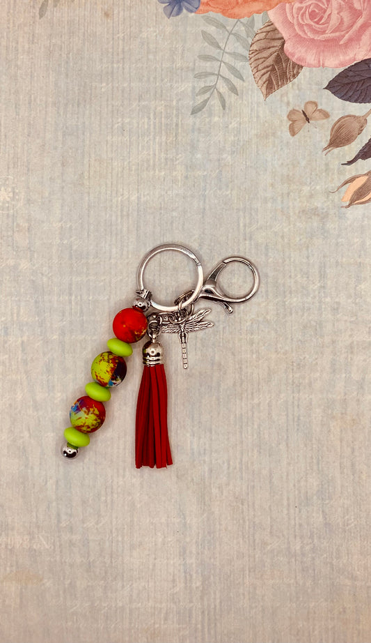 Green & Red Tie Dye Keychain