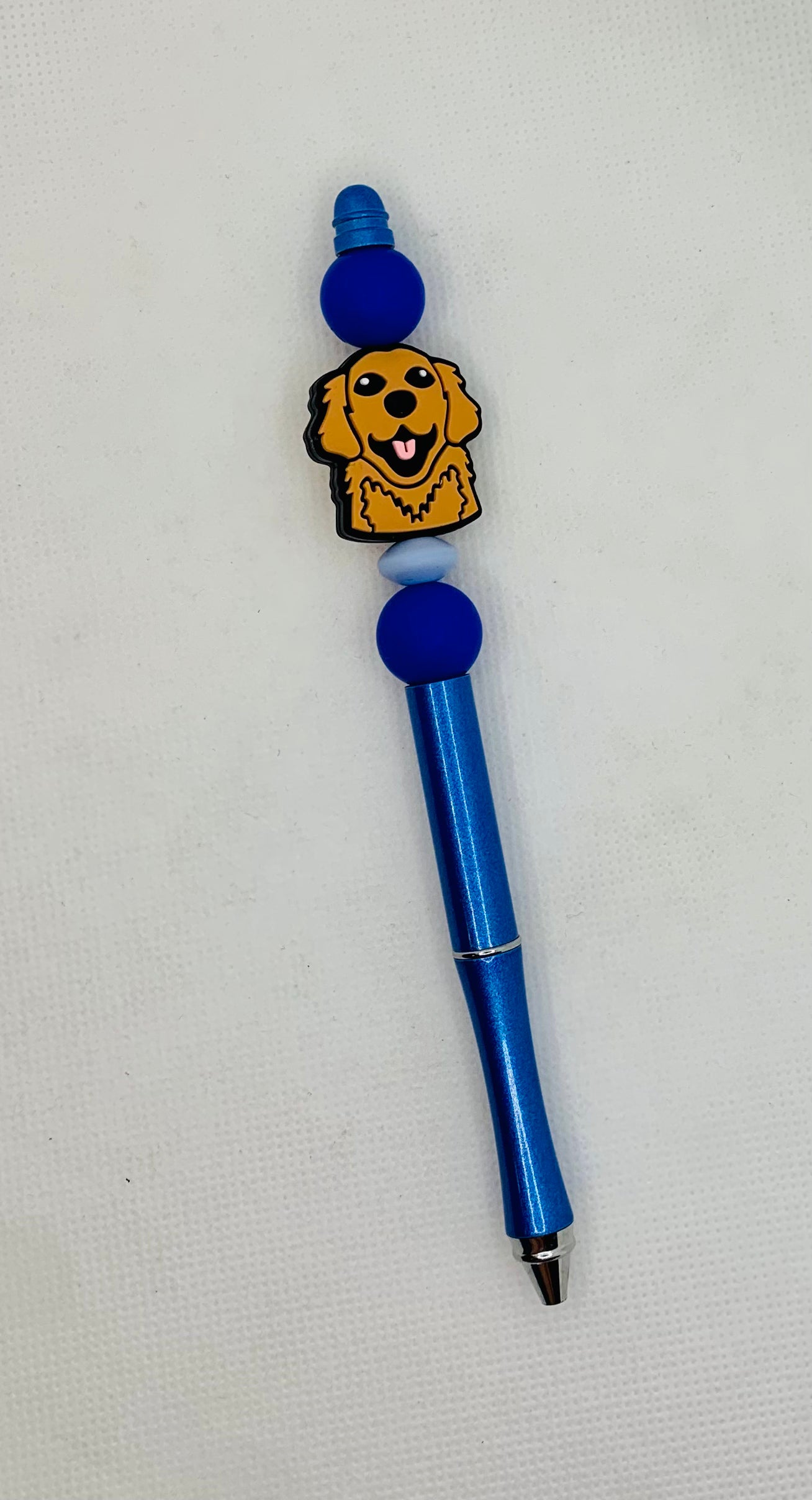 Golden Retriever Blue Silicone Bead Pen