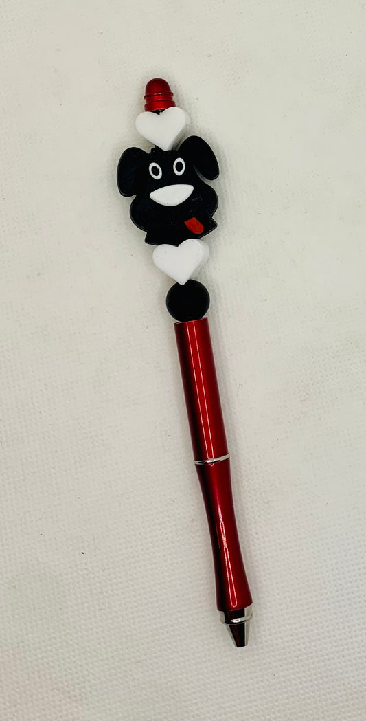 Black and White Dog Silicone Bead Pen