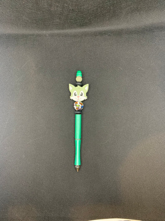 Green Cat Silicone Bead Pen