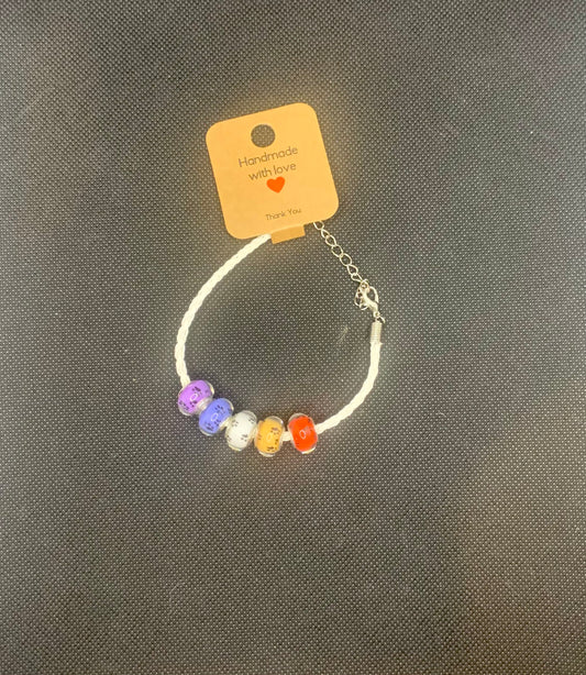 Multicolored Paw Print Glass Bead Bracelet