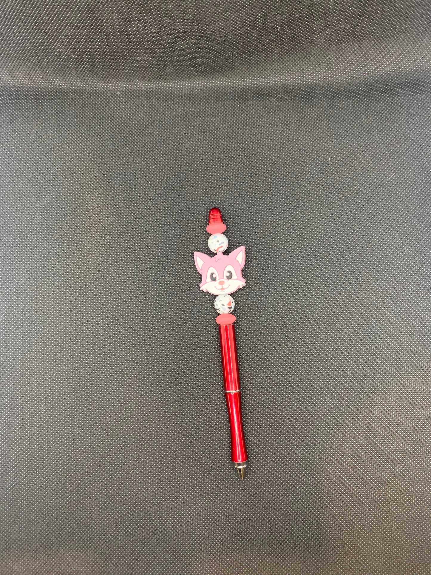 Red & Pink Cat Silicone Bead Pen