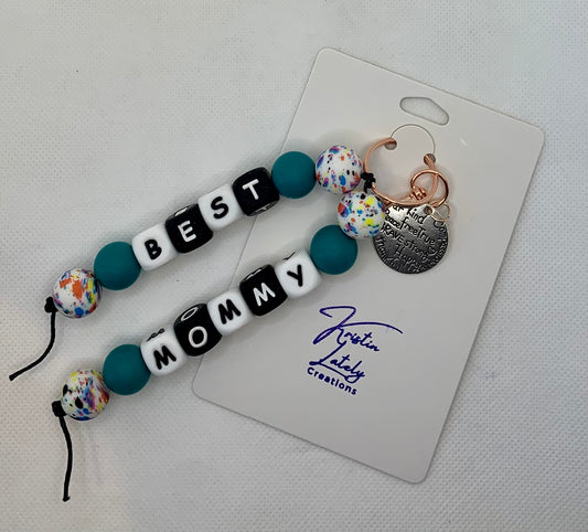 Best Mommy Silicone Bead Keychain